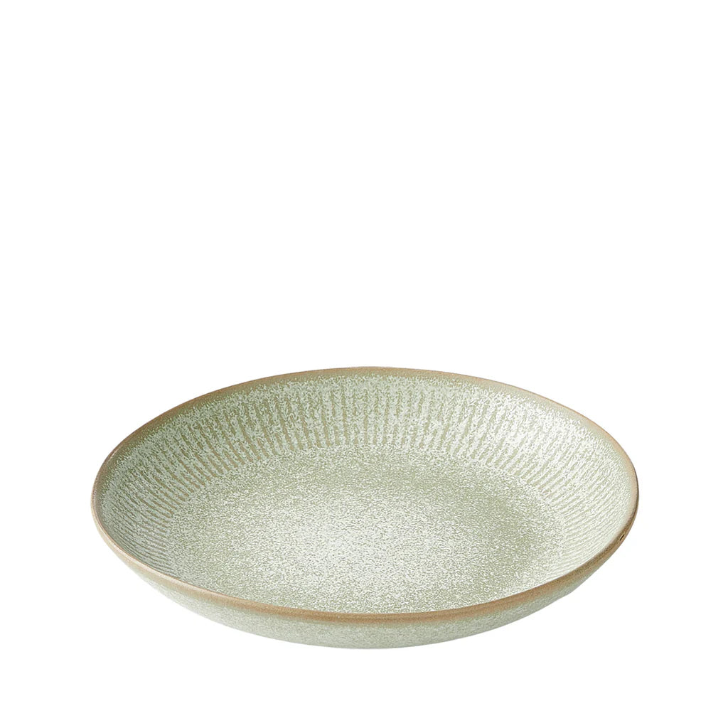 Relief Suppenteller D22 cm Steingut grün